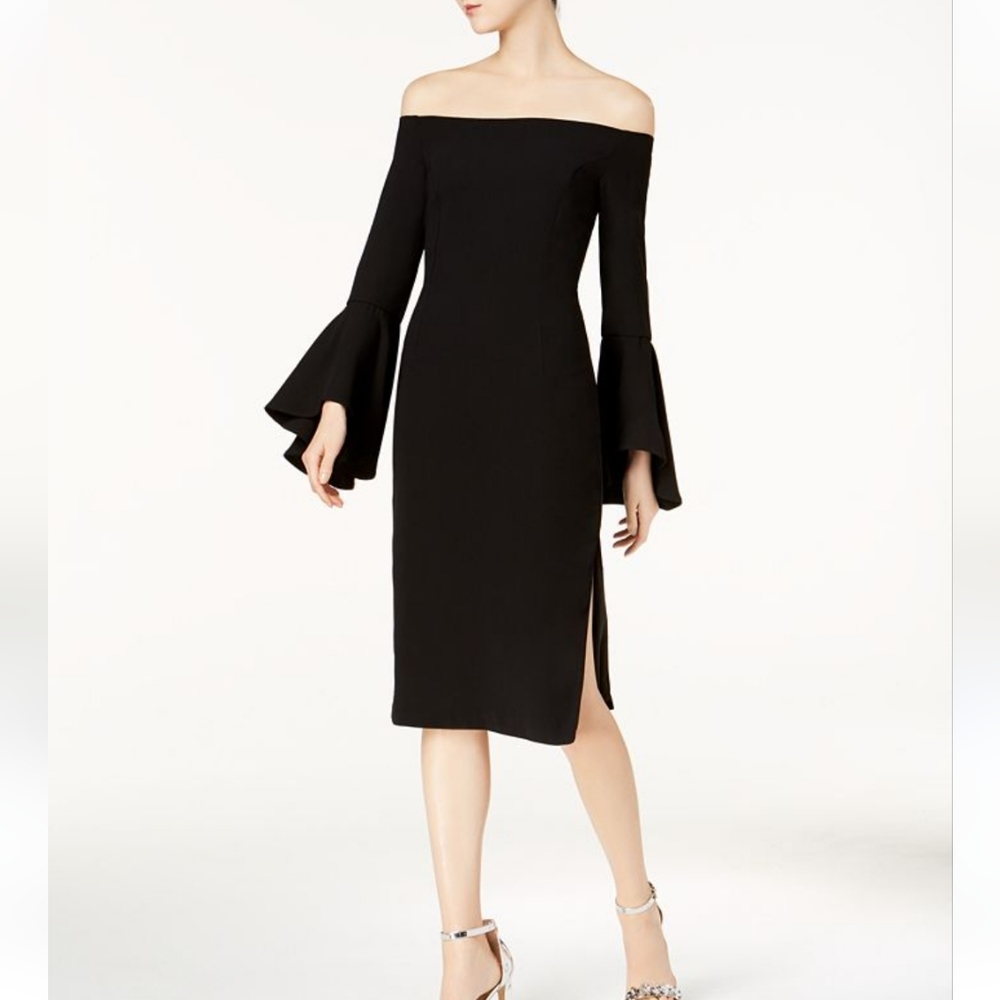 Bardot Solange Off the Shoulder Bell Sleeve Midi Dress